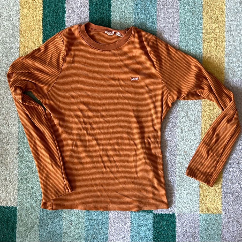 Levi's Orange Striped Long Sleeve Shirt - size Large